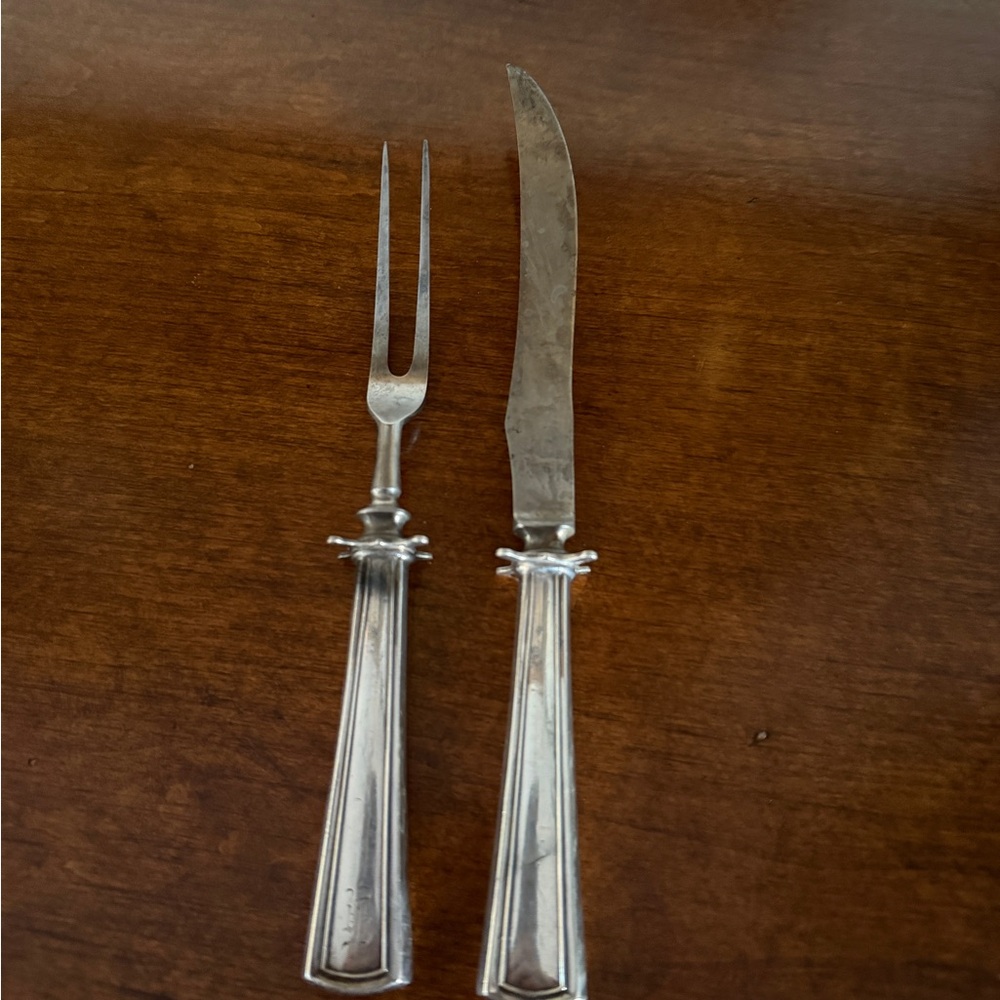 Dominic and Haff Vintage carving set,sterling handled,Elegant Silver Carving Set